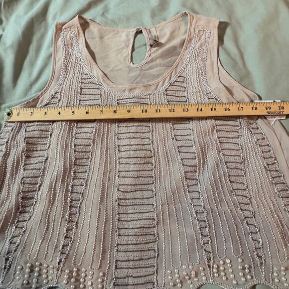 Paper Crane Anthropologie Women's sz Large Vintage Style Crop Sleeveless Beaded - Picture 7 of 10